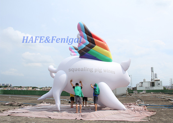 Color Changing Giant 5m Helium Balloon Lighting Inflatable flying Pig For Decorate Advertising Marketing