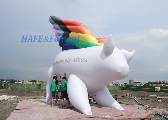 Color Changing Giant 5m Helium Balloon Lighting Inflatable flying Pig For Decorate Advertising Marketing