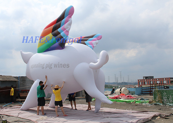 Color Changing Giant 5m Helium Balloon Lighting Inflatable flying Pig For Decorate Advertising Marketing
