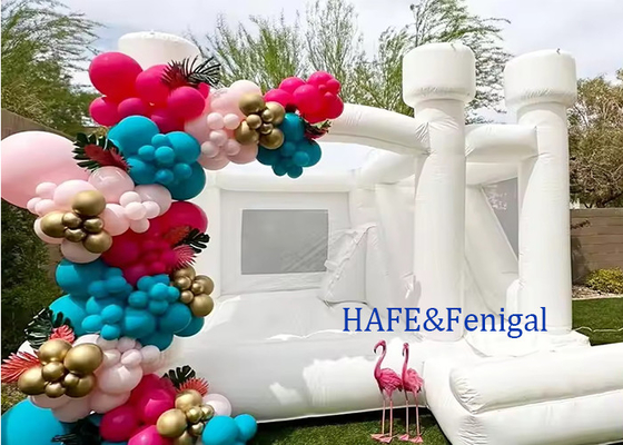 Wedding Party Decorative Trampoline Inflatable White Bounce House Support Customization