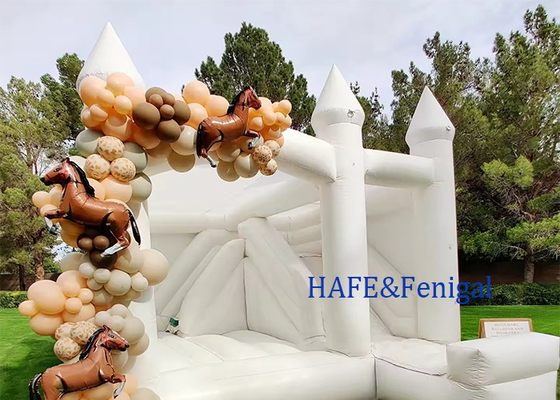 Wedding Party Decorative Trampoline Inflatable White Bounce House Support Customization