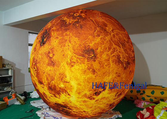 Giant Inflatable Planet With LED Lighting Sun 1-3M Lighting Decoration Supports Customization
