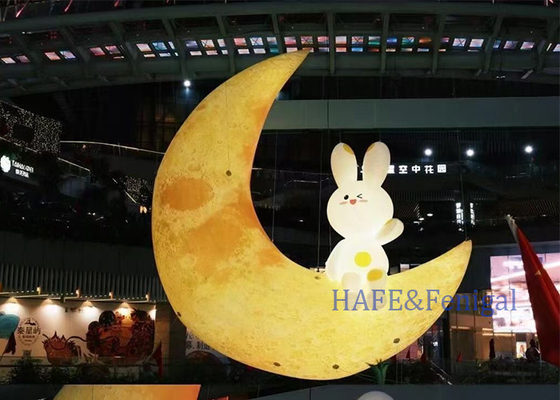 3m Moon Rabbit Shopping Mall Festival Decoration Atmosphere Inflatable Advertising Balloon Light