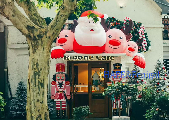 Christmas 5m Inflatable Christmas Tree Santa Claus Holiday Atmosphere Decoration With LED Lights