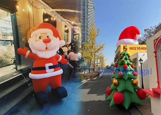 Christmas 5m Inflatable Christmas Tree Santa Claus Holiday Atmosphere Decoration With LED Lights