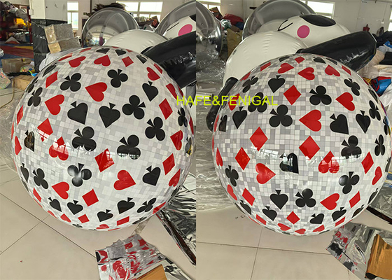 Customizable 6.5ft/2m Inflatable PVC Decor Balloon With Poker Pattern Printing