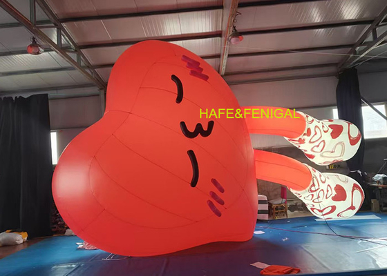 2M Cuore di cartone animato gonfiabile con luci a LED per atrium e vetrine di ingresso del Valentine's Mall