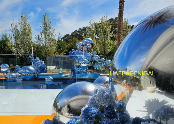Palloncini gonfiabili a specchio argentati in PVC da 0,8 m, 1 m e 2 m per feste in piscina di lusso