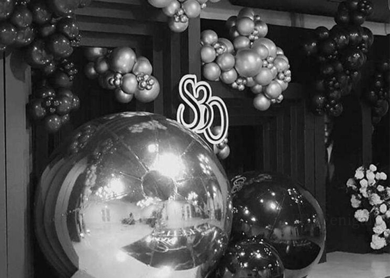 Decorazione personalizzata per feste di matrimonio, grandi sfere a specchio cromate lucenti, sfere gonfiabili lucidate in vendita