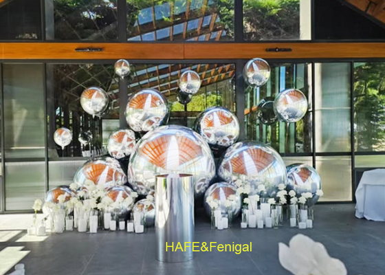 Palloni specchi brillanti in argento in PVC da 1 metro per decorazioni di feste o installazioni artistiche