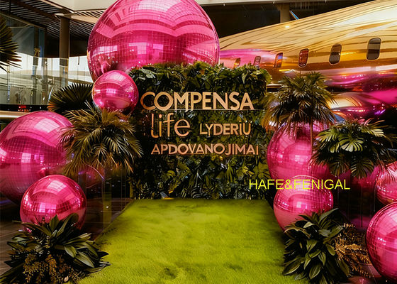 Dia.1m Pallone a specchio in PVC rosa gonfiabile per matrimoni e feste