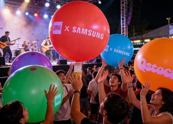 Palloncini LED interattivi per la visualizzazione di loghi aziendali, emblemi di squadre o grafiche di eventi