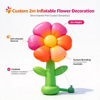 Decorazione floreale gonfiabile personalizzata da 2m con tessuto Oxford e luce LED a telecomando