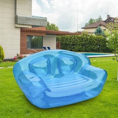 Divano gonfiabile personalizzato con motivo cielo blu e divano gonfiabile portatile in PVC resistente agli strappi per posti a sedere eleganti e personalizzati